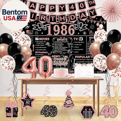 40Th Birthday Decorations for Women,32Pcs Back in 1986 Birthday Party Decoration