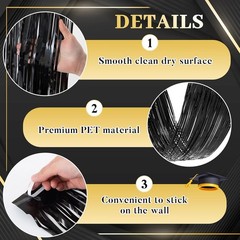 4 Pcs 15ft Gold and Black Metallic Foil Ceiling Fringe Curtains, Graduation