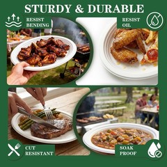 Tinybee 100% Compostable Oval Paper Plates 12 Inch [50-Pack] Heavy Duty Large…
