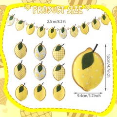 Lemon Felt Banner Garland Decor Vintage 3D Fruit Hanging Garland with Wooden …