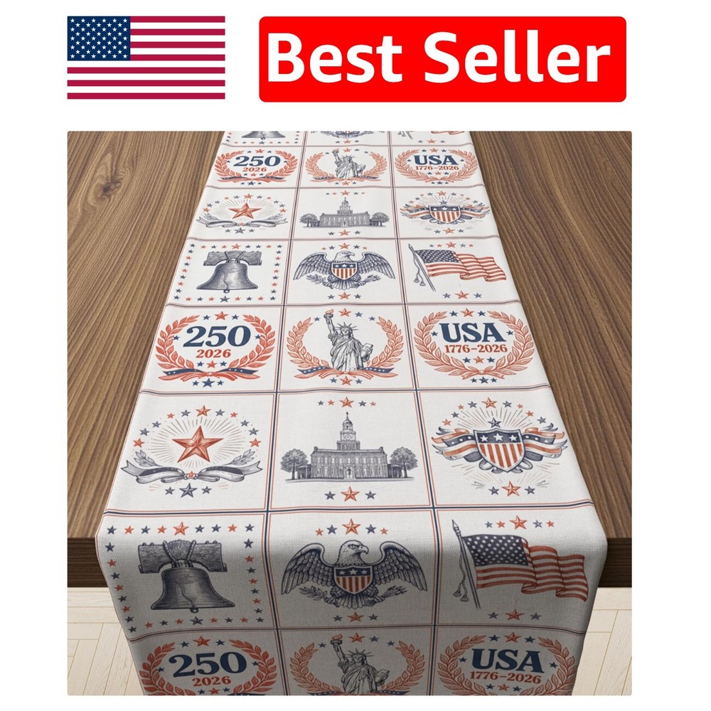 Versatile 4th of July Table Runner – Indoor/Outdoor Use, Patriotic 250th Decor