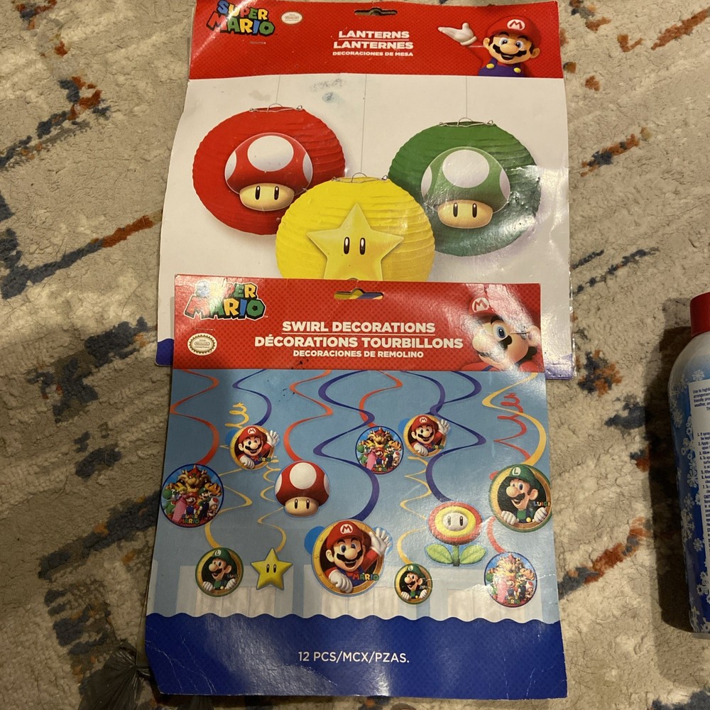 Super Mario Brothers Swirl Decorations Birthday Party + Lanterns NIP