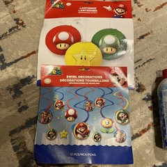 Super Mario Brothers Swirl Decorations Birthday Party + Lanterns NIP
