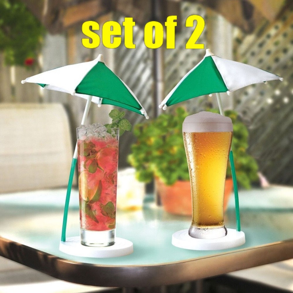 2pk Corona Beach Style Umbrella Beer Cocktail Coasters – Kitchen Bar Set Holders