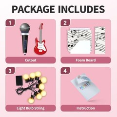 Music Theme 4th Birthday Decorations, Musical Party Decor Light Up Number 4