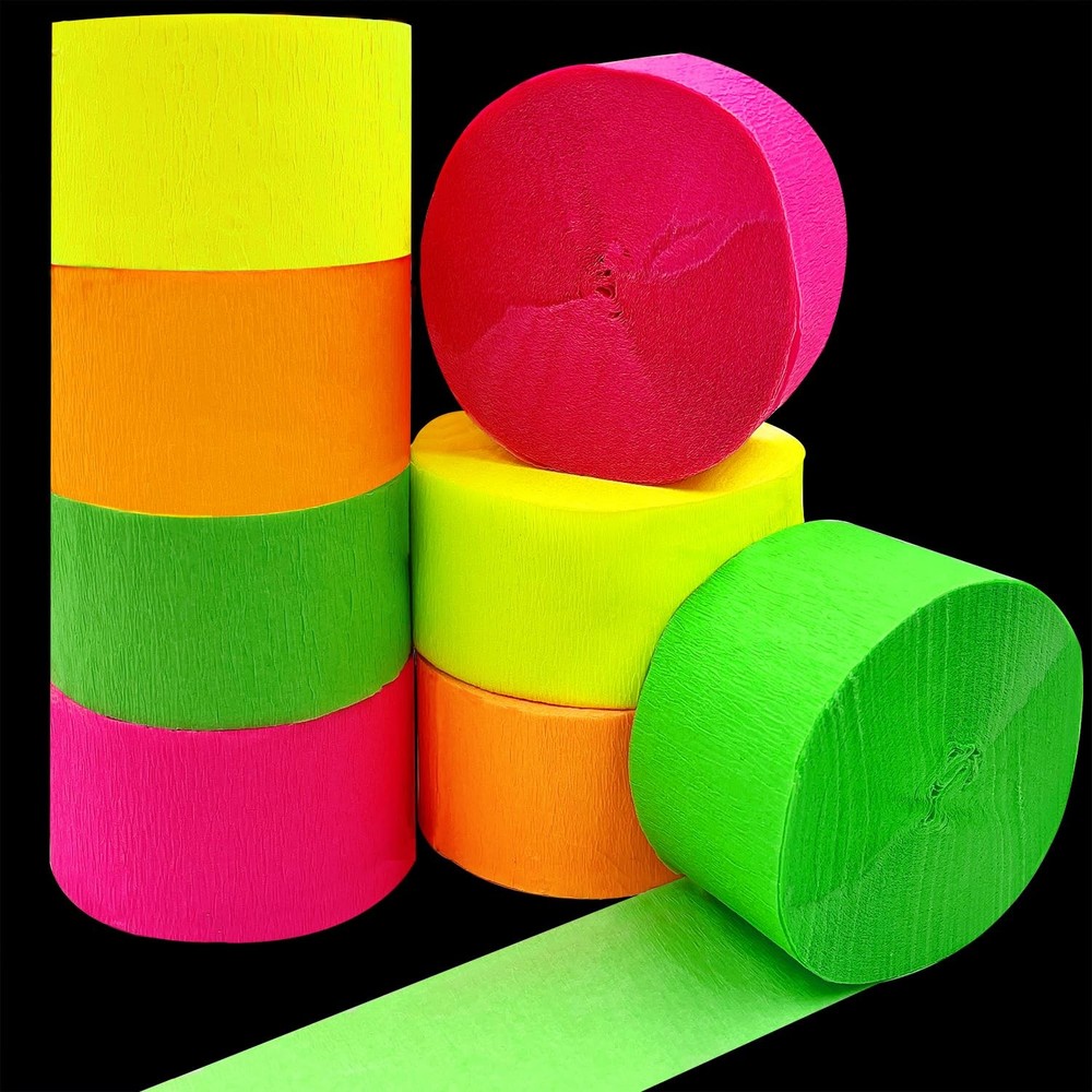 800 feet Glow Party Neon Streamer Decorations Crepe Paper 800feet