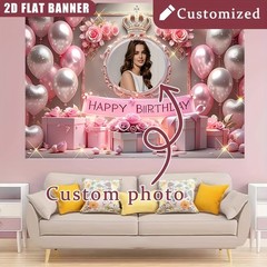 1pc Romantic Background Crown Personalized Birthday Custom Poster Banner Decor❀