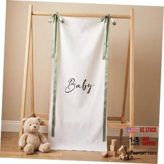 5 x 2 ft Baby Shower Backdrop Banner with Sage Green Bow Baby Shower Party