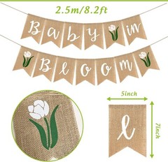 Elegant Baby in Bloom Burlap Banner: Flower Jute Bunting for Baby Showers