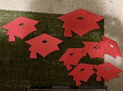 Graduation Red Gold Glitter Assorted Cutouts Random Qty -Paper Grad Decoration