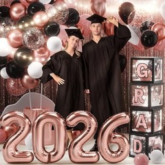 2026 Graduation Party Decorations Set – 86 PCS LED Lights, Balloons, Backdrop, F