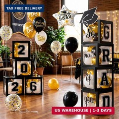Graduation Decorations Class of 2026-Black and White Graduation Party Decoration