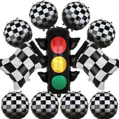Checkered Balloons Traffic Light Balloon Chequered Flag Balloon Black and Whi…