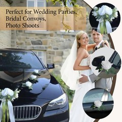 Wedding Car Decoration Garland with White Artificial Flowers and Ribbon Bow S…