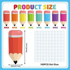 64 PCS Colorful Pencils Cutouts, Pencil Name Tags, Bulletin Board Decor, Glue