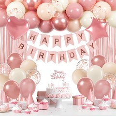 Pink Birthday Decorations for Women with Metallic Rose Gold Dusty Pink Balloo…
