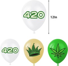 420 Decorations for Weed Party with Banner Balloons Backdrop & Hanging Swirls
