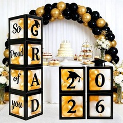Graduation Decorations Set of 4 Boxes Balloons Letters for Class of 2026 Cele…