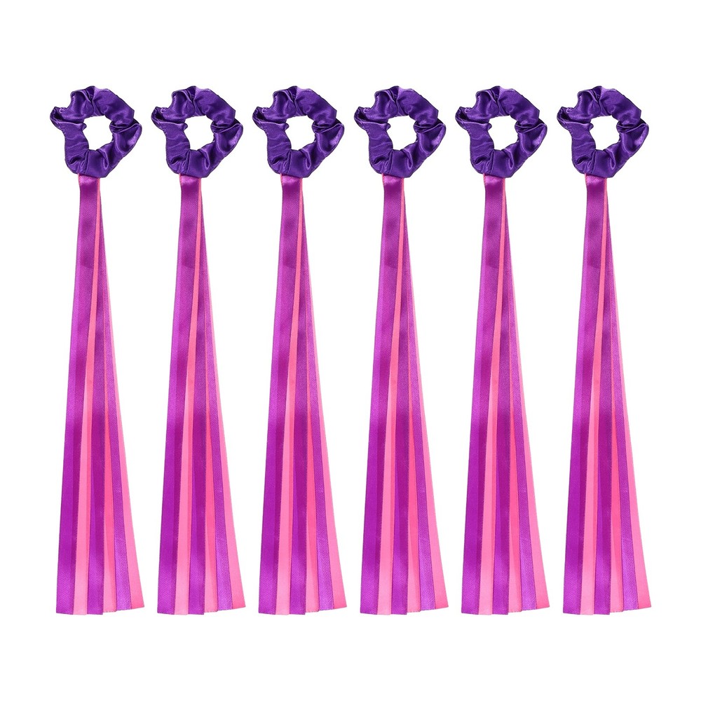 Rainbow Dance Ribbons, Wrist Streamers 6 Pcs & Purple & Rose Red