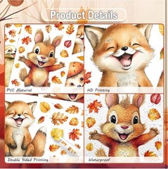 6 Sheets 75pc & 4 Sheets 63pc Fall Window Clinger Stickers Leaves Animal Harvest