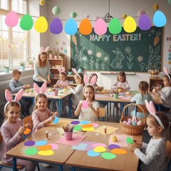 Large Foam Easter Egg Cutouts 6 Inch Colorful Bulletin Board Decor 48 PCS