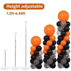 2 Sets Orange Black Balloon Column Stand Kit, 92Pcs Matte & Confetti Latex Ba…