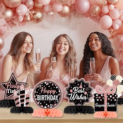 12 Pcs Birthday Table Decorations Glitter Rose Gold Black Birthday Decorations H