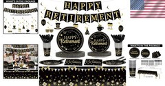 Black Gold Retirement Decorations Kit 184pcs