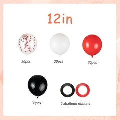 100pcs Red and Black Balloons, 12inch Red and White With Confetti Balloons fo…