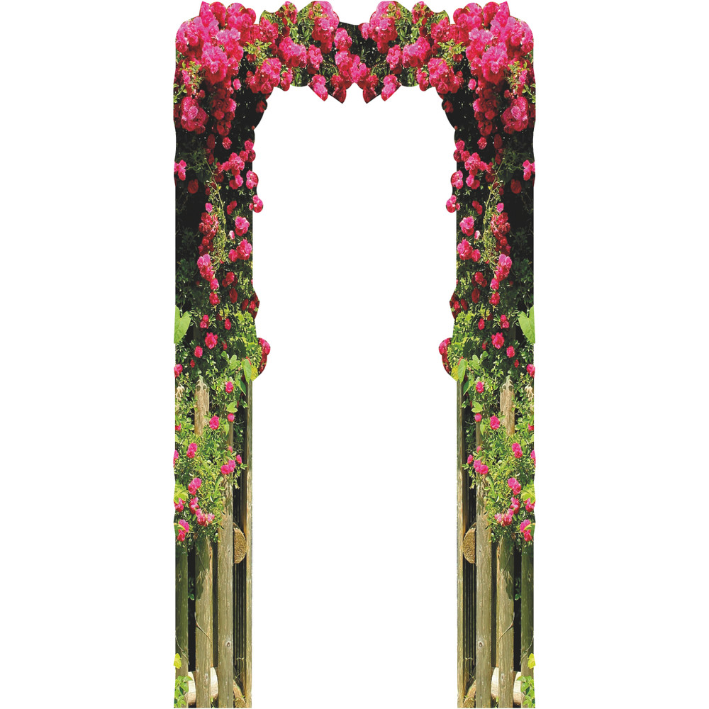 SP13303 Red Rose Wood Garden Arch Gate Cardboard Cutout Standee Standup