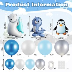 108 Pcs Winter Party Decorations Polar Bear Penguin Seal Christmas Balloon Ar…