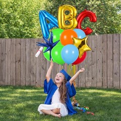 6 Pcs Back to Decorations Balloons Stand Kits Decor Balloons Rainbow Abc 123 …