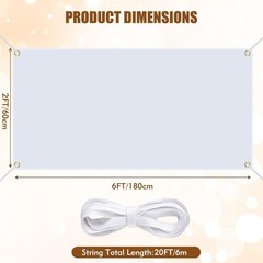 Large Blank Banner 2×6 Feet White Polyester for DIY Sublimation Decor