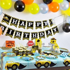 Construction Party Supplies Set – 48 Pcs Disposable Tableware for Kids’ Birthday