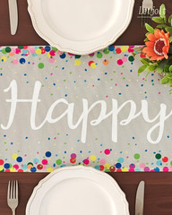 Happy Birthday Table Runner 72 Inches, Grey | Birthday Centerpieces for Tables,