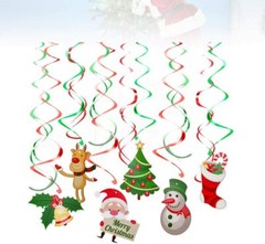Christmas Hanging Spiral Swirl Decorations Set, Colourful Xmas Party Supplies