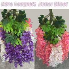 12 Pack Artificial Wisteria Vine Hanging Flowers Silk Floral Garland, 3.4 ft …