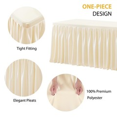 Party Talk Light Champagne Polyester Table Clothes for 4 Foot Rectangle Tables,