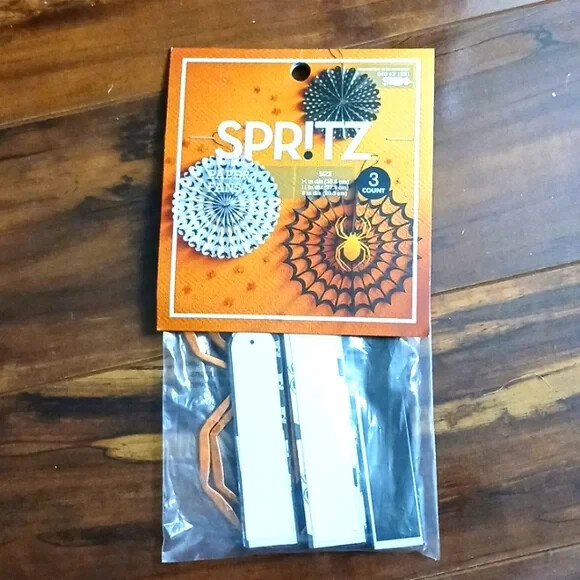 Target Spritz Halloween Rear-Seasonal 3 Paper Fans hanging decoration, Spider…