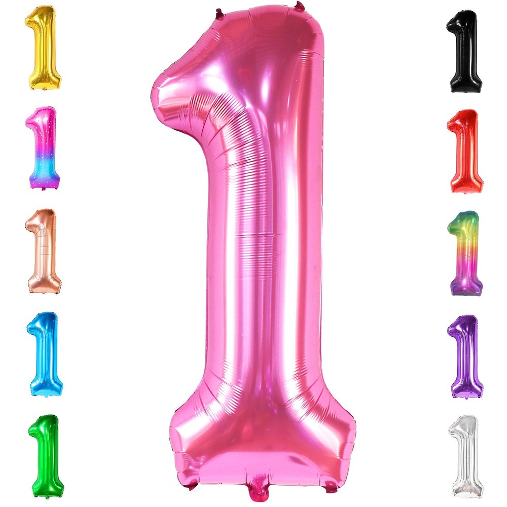 , Hot Pink 1 Balloon Number for First Birthday – 40 Inch | Number One Balloon…