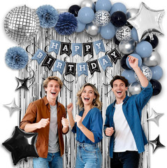 Happy 20Th Birthday Party Decorations for Boys Girls, Dusty Blue and Black Birth