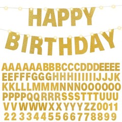 TaoBary 112 Pcs DIY Letter Kit Glitter Customizable Banner 5 inches, Gold