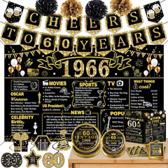 60Th Birthday Decorations for Men Women, 103 PCS Back in 1966 Decorations, Vinta
