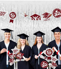 Graduation Decorations Maroon/Maroon White Silver Graduation Party Decorations 2