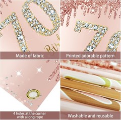 Exquisite 70th Birthday Banner, Rose Gold Decoration for Special Occasions