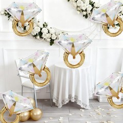 6 Pcs Diamond Ring Balloons Foil, Large Engagement Ring Balloon Marriage Wedd…