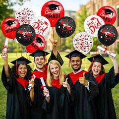 Graduation Decorations 2026 – Graduation Balloons 62Pcs 12 Inch Red Black White
