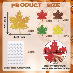 50 PCS Fall Maple Leaves Paper Cutouts Autumn Leaf Bulletin Board Decor