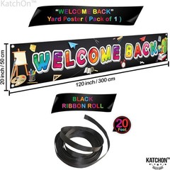 Welcome Back To School Banner Extra Large 120×20 Inch Durable Cloth Fabric
