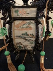 Vtg Chinese Lantern Fabric 6 sided Decor for Lunar New Year/Auspicious Day.